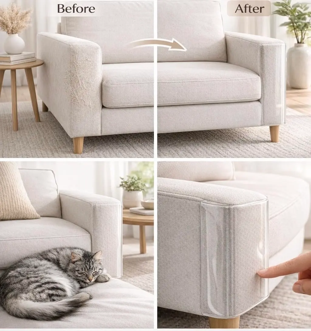 FTSTC Anti Cat Scratch Furniture Protector 12-Pack | Heavy Duty Self-Adhesive Transparent Scratch Deterrent for Cats - view 4