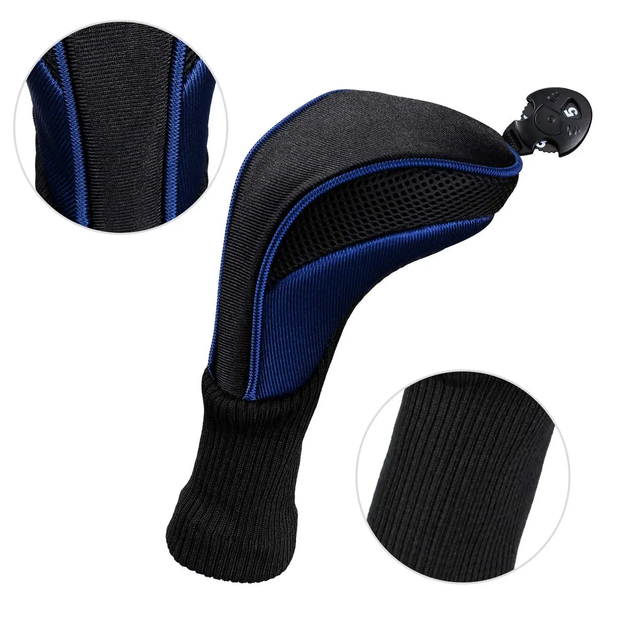 LONGCHAO Golf Club Head Cover Set 3 pcs | Thick, Soft & Interchangeable Tags (1680D Material, Blue) - view 7