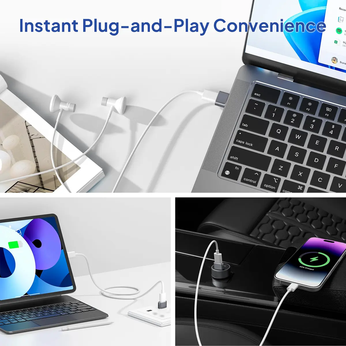 Elebase USB-C Female to USB-A Male Adapter 4-Pack | Data & Charging Support, Compact Design, 12-Month Warranty - view 6