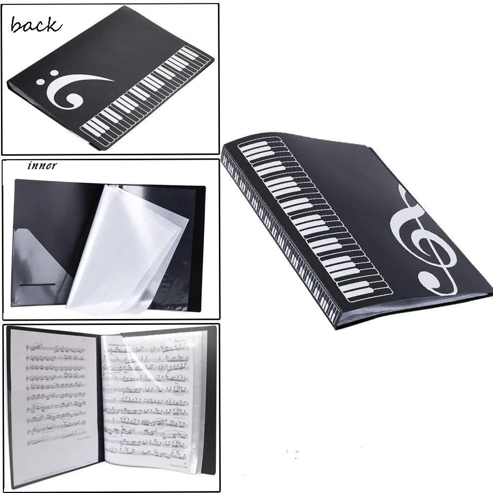 KingPoint Music File Folder A4 Size 40 Pockets | Transparent Black G Clef Design - view 7