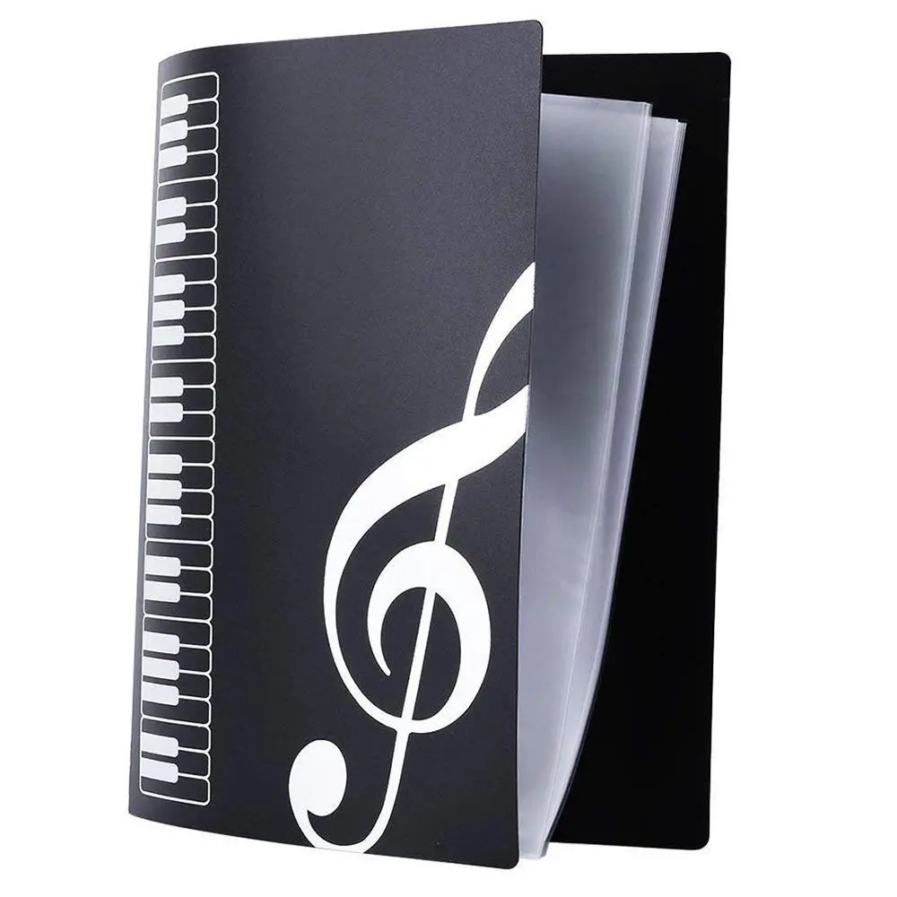 KingPoint Music File Folder A4 Size 40 Pockets | Transparent Black G Clef Design - view 2
