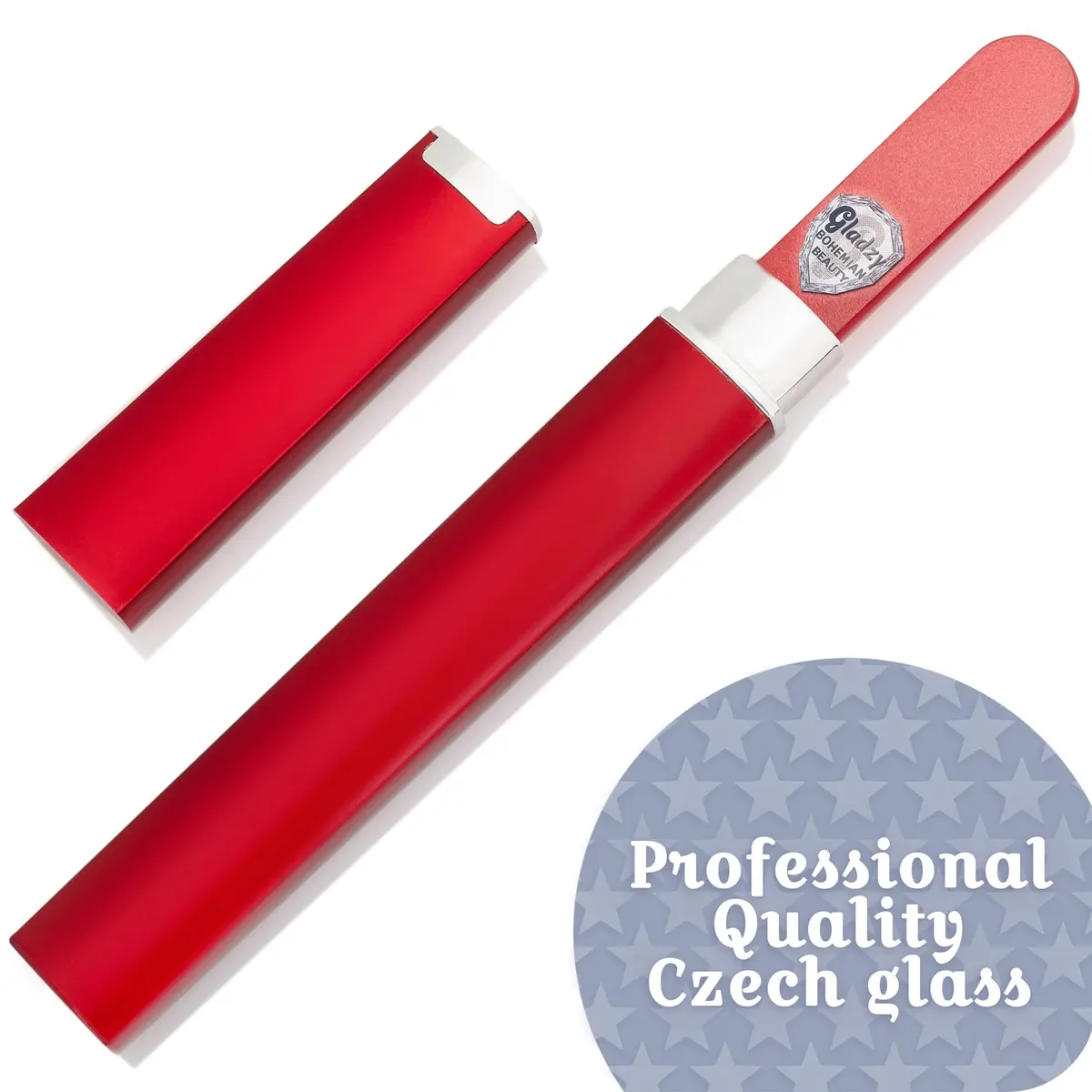 Gladzy Czech Glass Nail File with Case | Double Sided Crystal Nail Tool for Natural Nails, Dual Grit, Ethically Made in EU - view 2