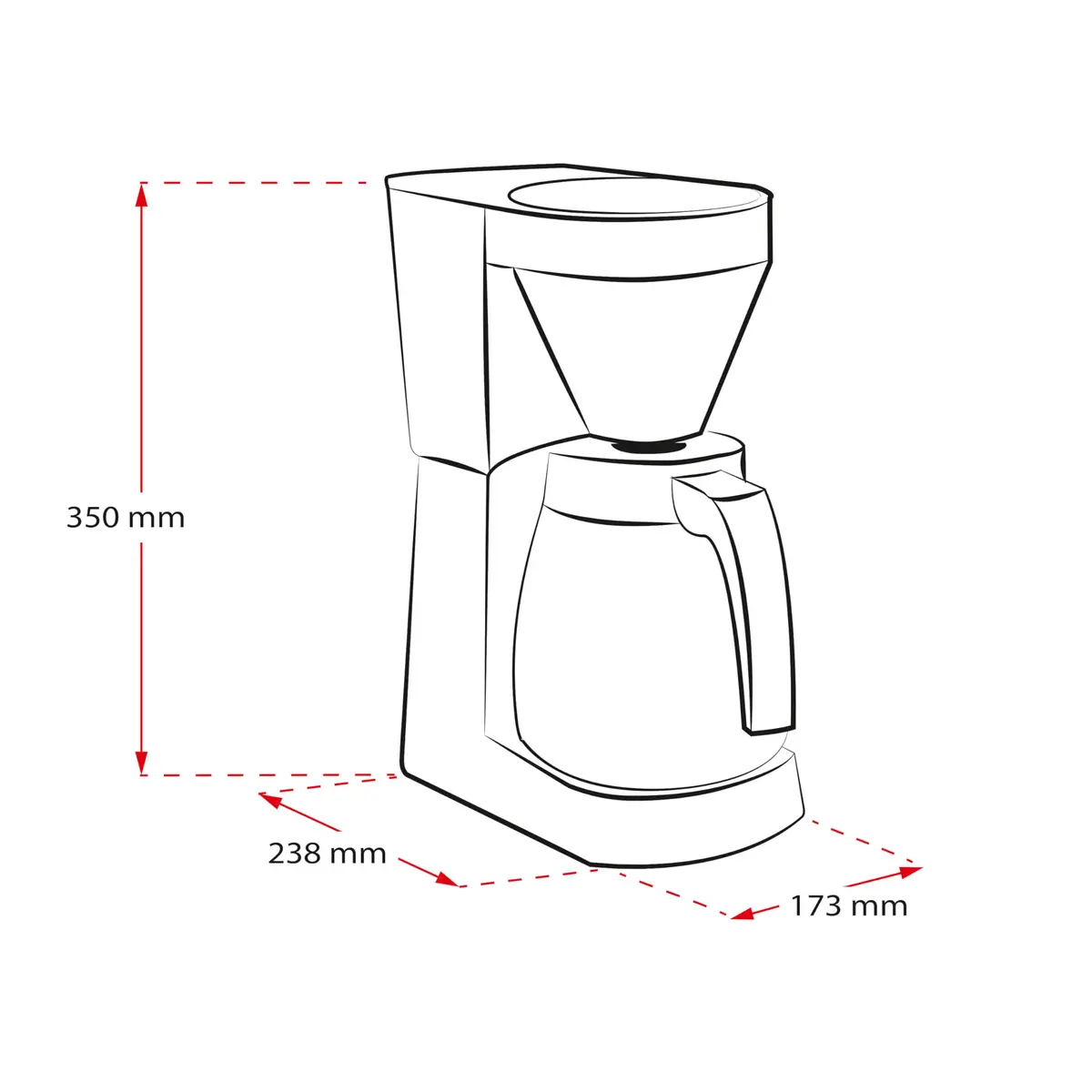 Melitta Easy II Therm Coffee Maker 1L (0.26 Gal) | 1050W Drip Coffee Machine with Thermal Carafe - view 2