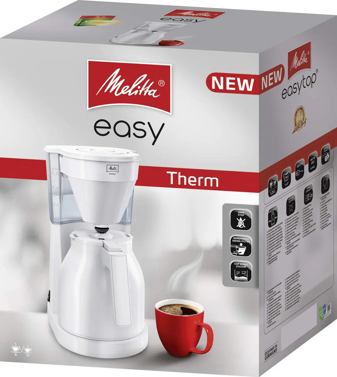Melitta Easy II Therm Coffee Maker 1L (0.26 Gal) | 1050W Drip Coffee Machine with Thermal Carafe - view 3