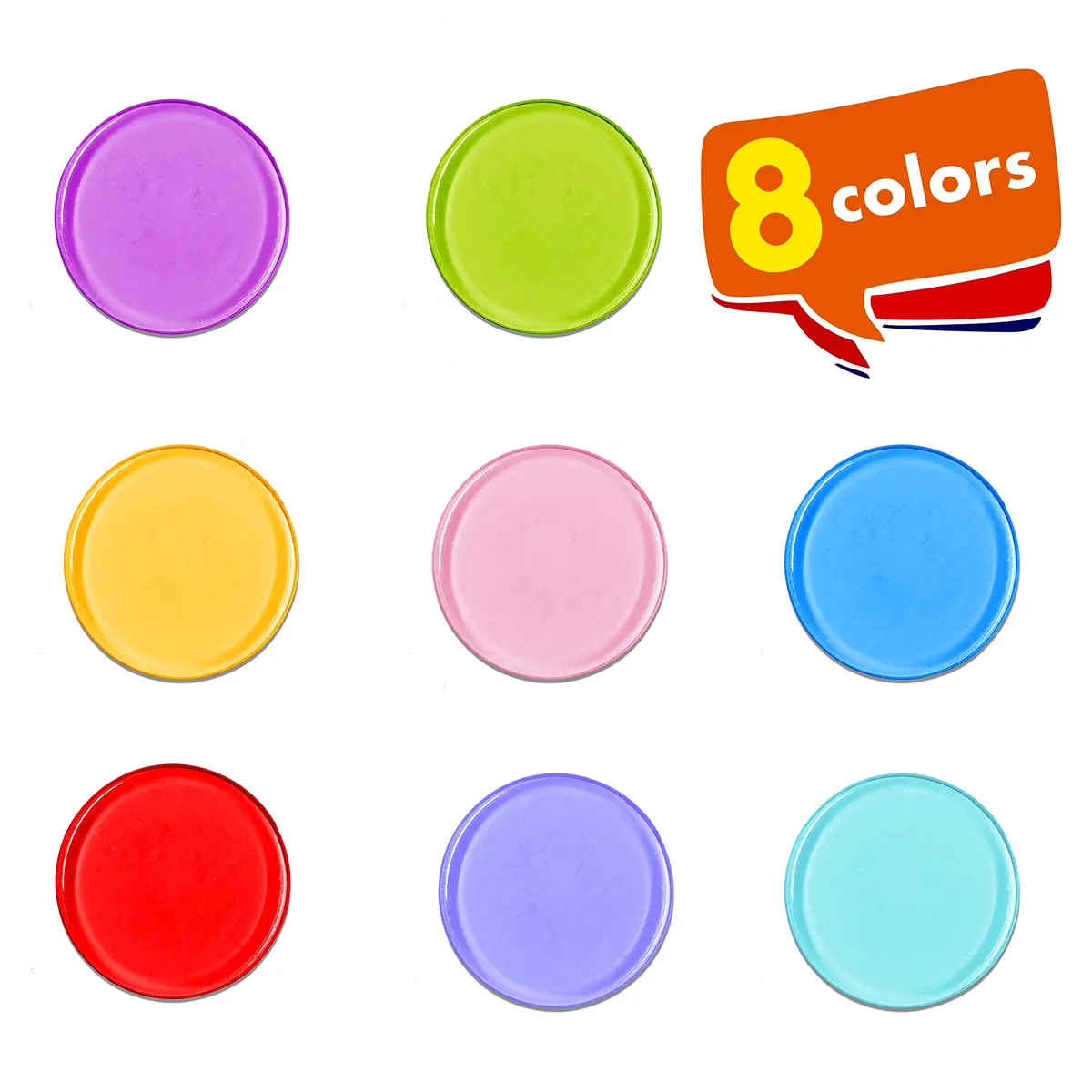 Hebayy 500 Transparent 8 Color Bingo Chips | 3/4 inch Diameter, Plastic Markers for Kids & Bingo Night - view 4