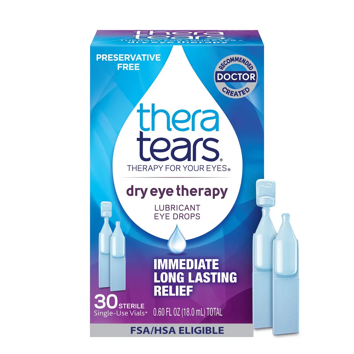 TheraTears Dry Eye Drops 30 Ct | Preservative-Free, Long-Lasting Relief for Sensitive Eyes - main product image