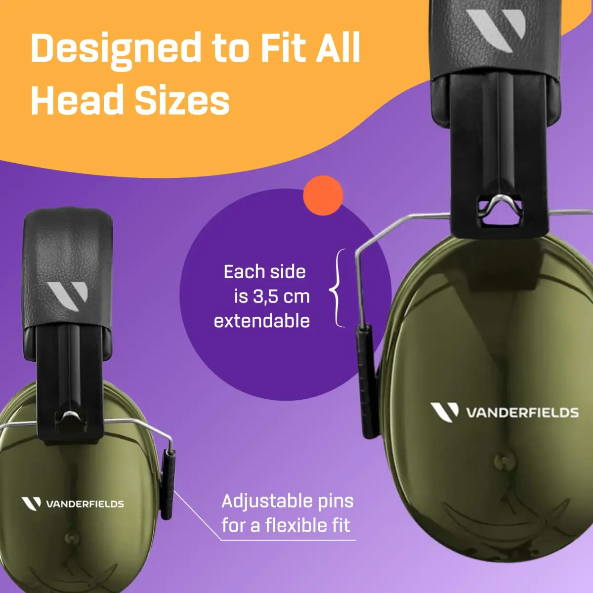 Vanderfields Noise Reduction Earmuffs for Adults - 35 dB (2K Hz) Protection Headphones | ANSI & CE Certified - view 3