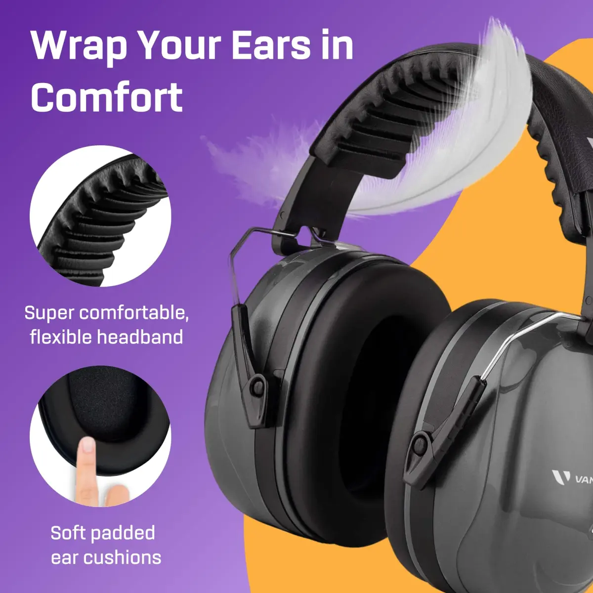 Vanderfields Noise Reduction Earmuffs 33 dB (2K Hz) | ANSI & CE Certified for Adults & Teens - view 4