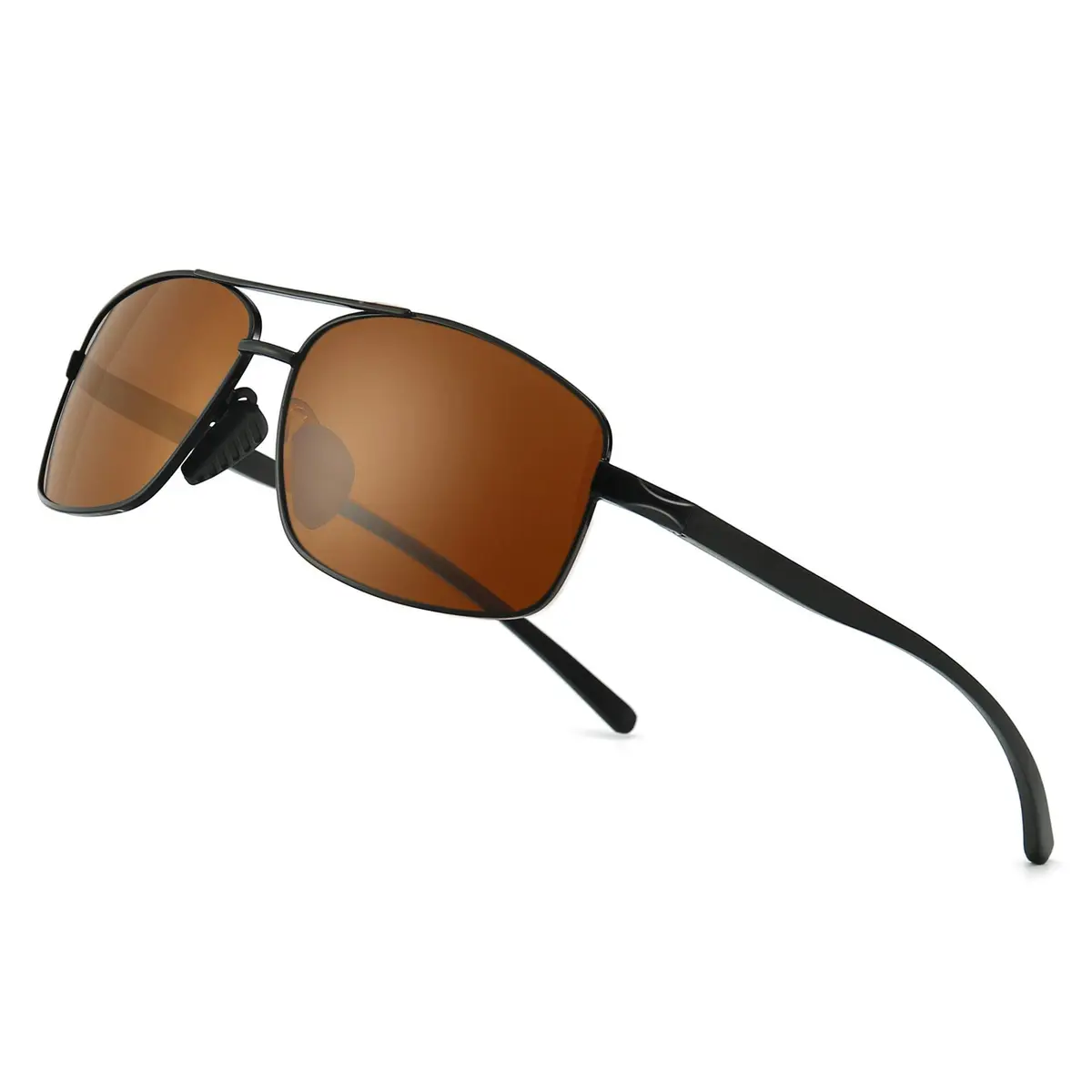 SUNGAIT Ultra Lightweight Rectangular Polarized Sunglasses Men UV400 Protection (Black Frame Brown Lens, 62) Metal Frame - main product image