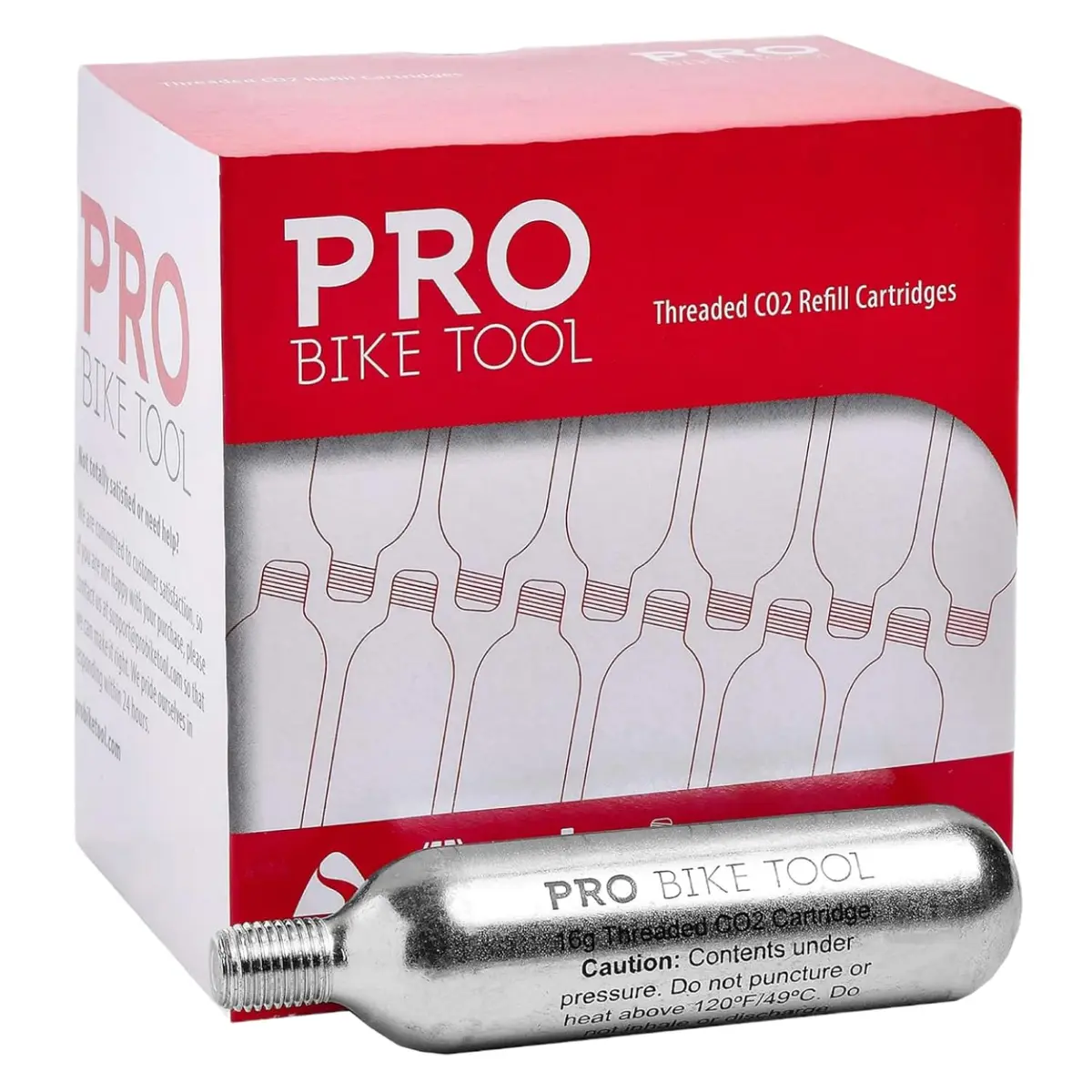 PRO BIKE TOOL 16g Threaded CO2 Cartridges (12-Pack, 6.77 oz / 192 g) | Fast Inflation for Road, MTB, Gravel Bikes - main product image