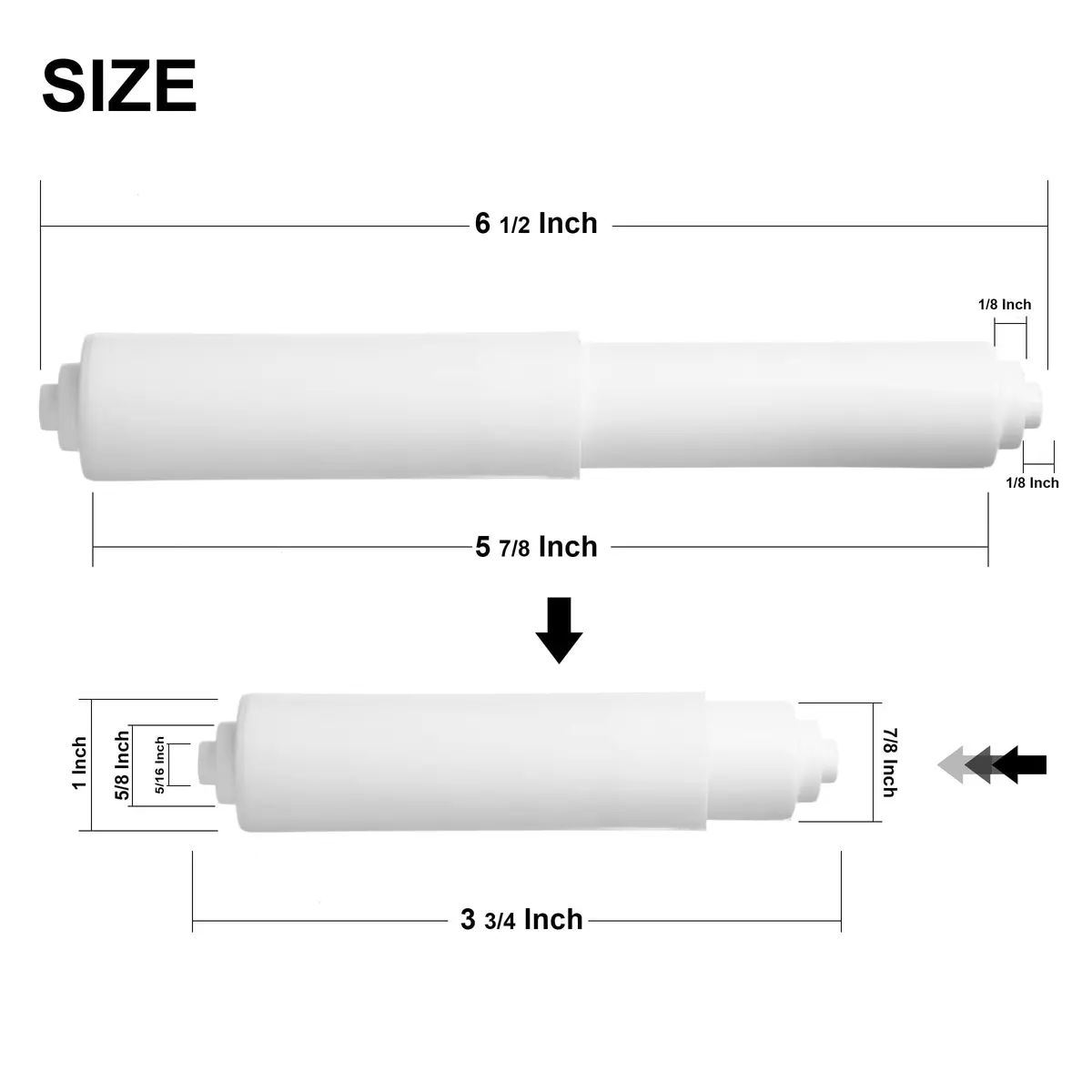 Hilltop Products 2 Pack White Toilet Paper Holder Spring Loaded Roller Replacement Rod | Universal Fit - view 2