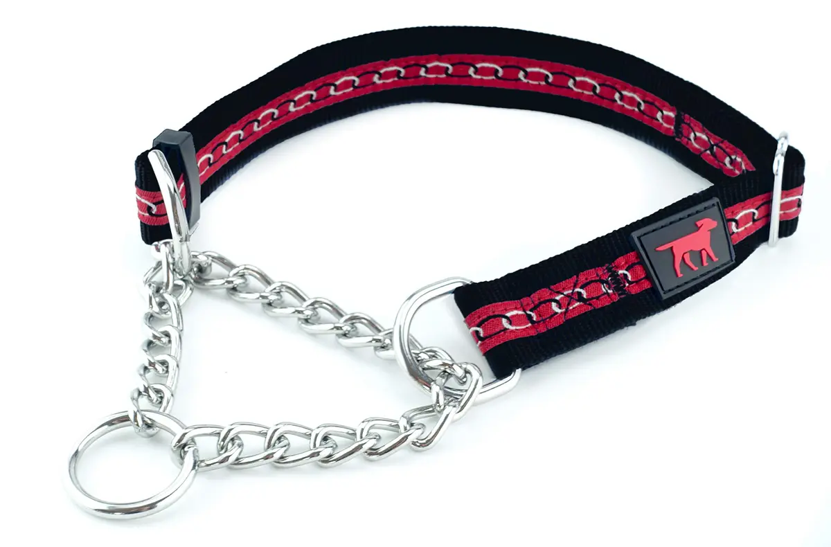 Tuff Pupper Martingale Collar for Dogs | No Pull Adjustable Nylon & Steel Chain | Medium (16-24") Neck - main product image