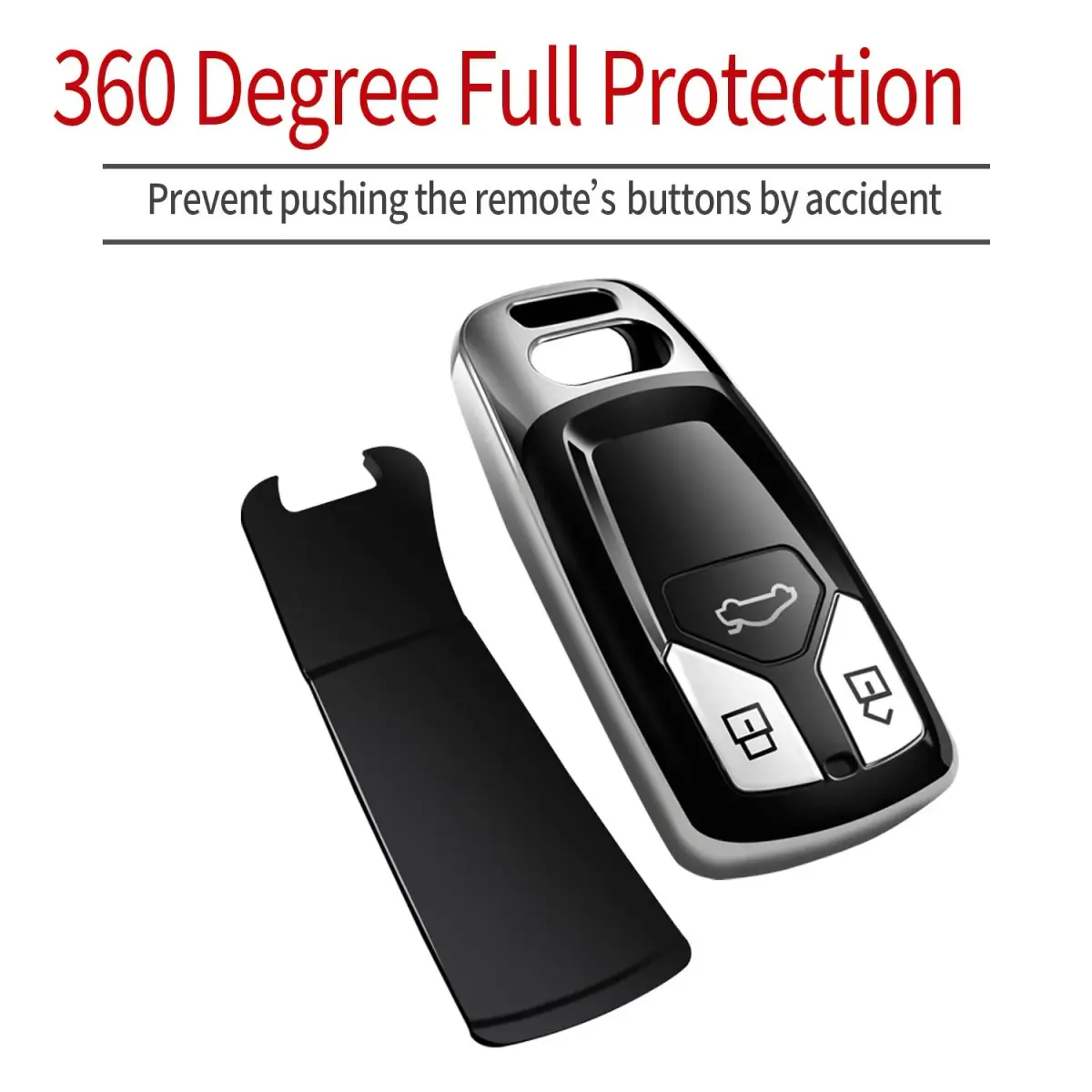 Tukellen Silver Soft TPU Key Case for Audi A4 Q7 Q5 TT A3 A6 SQ5 R8 S5 Smart Key (1 Unit) - view 3
