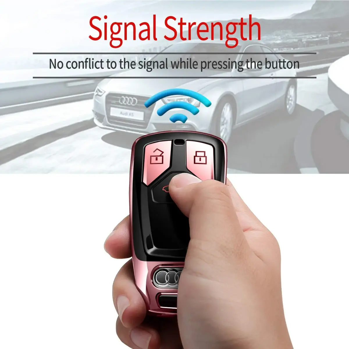 Tukellen Soft TPU Audi Key Fob Cover for A4 Q5 Q7 TT A6 R8 S5 Smart Key (Rose Gold) | 360° Protection - view 4