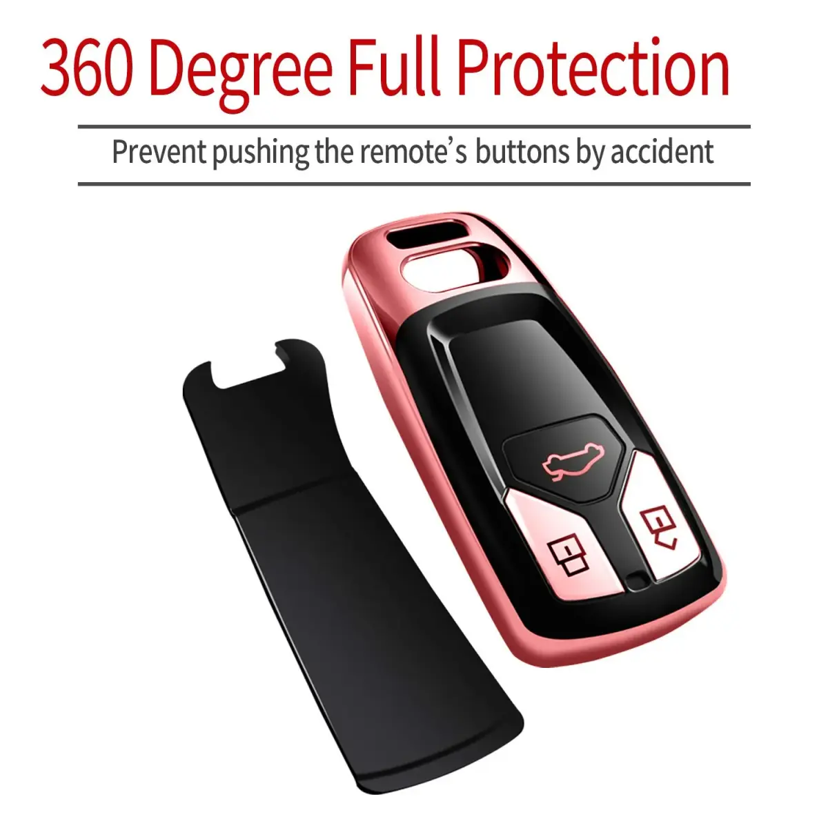 Tukellen Soft TPU Audi Key Fob Cover for A4 Q5 Q7 TT A6 R8 S5 Smart Key (Rose Gold) | 360° Protection - view 3