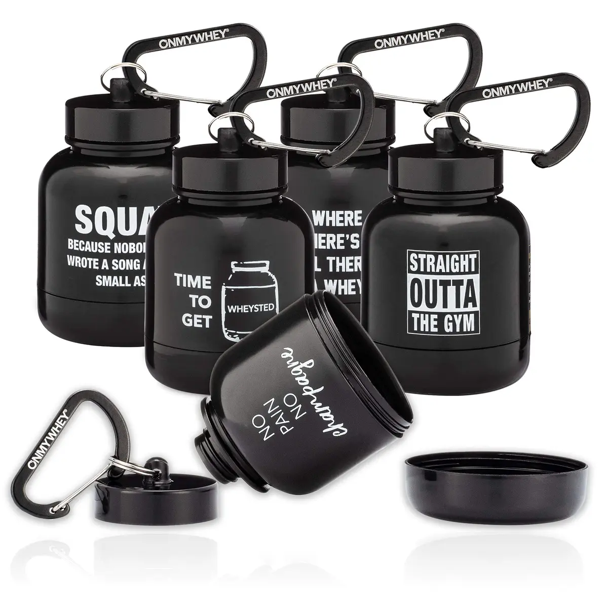 ONMYWHEY Protein Powder and Supplement Funnel Keychain 75ml (2.5 Oz) | Portable Gym & Travel Container - main product image