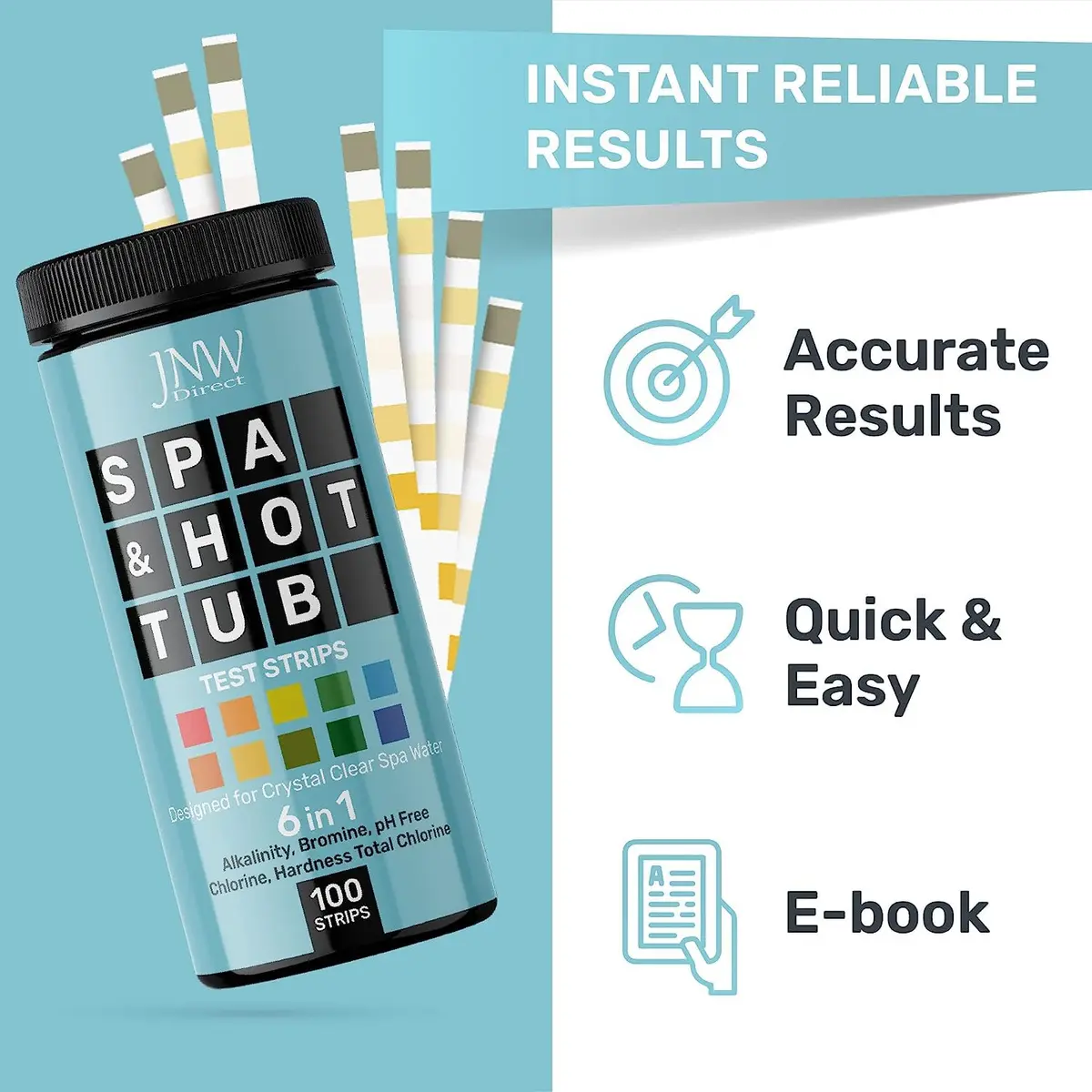 JNW Direct Hot Tub Test Strips 100 Pack | 6-in-1 Water Testing for Spas & Pools - view 5