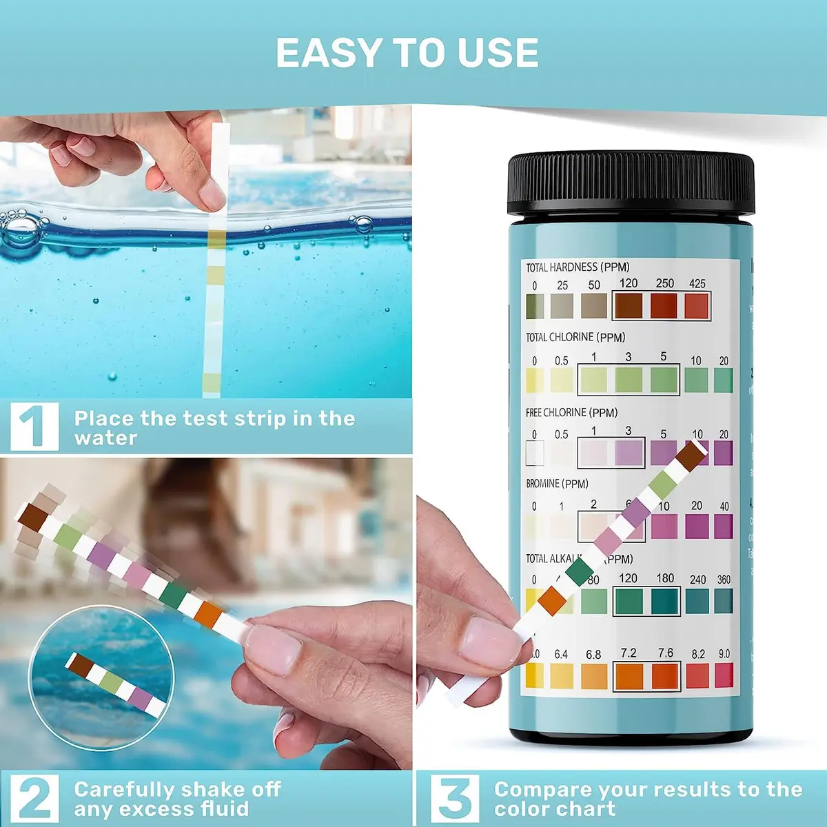 JNW Direct Hot Tub Test Strips 100 Pack | 6-in-1 Water Testing for Spas & Pools - view 6