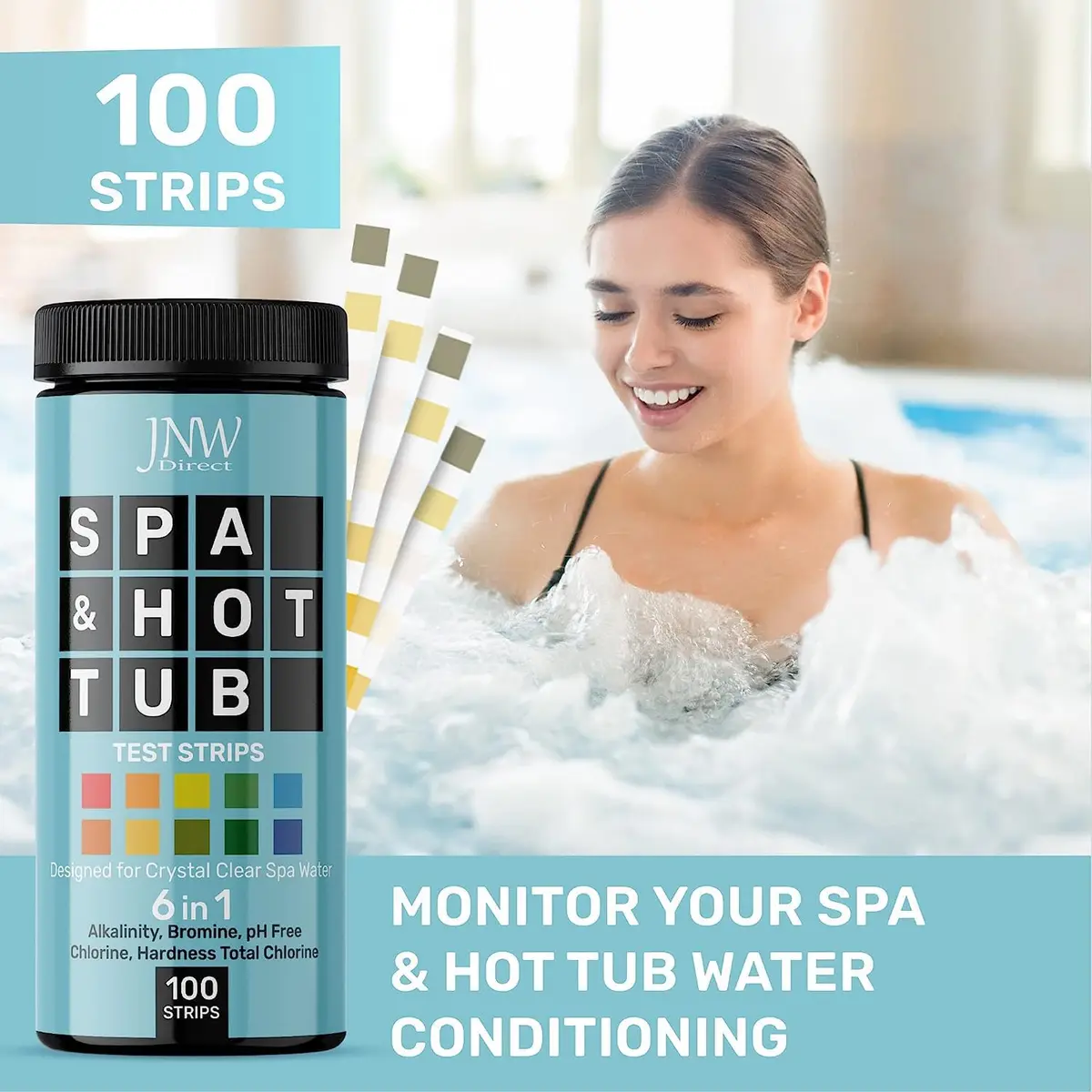 JNW Direct Hot Tub Test Strips 100 Pack | 6-in-1 Water Testing for Spas & Pools - view 2