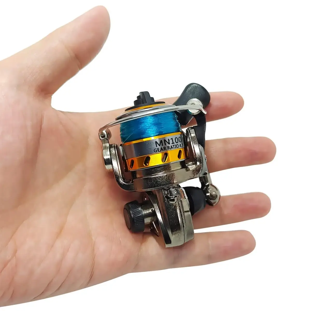 EMMRAGNO Mini 100 Metal Spinning Fishing Reel 125.5g (4.4oz) | 4.3:1 Gear Ratio, 3+1BB, Ambidextrous - view 2