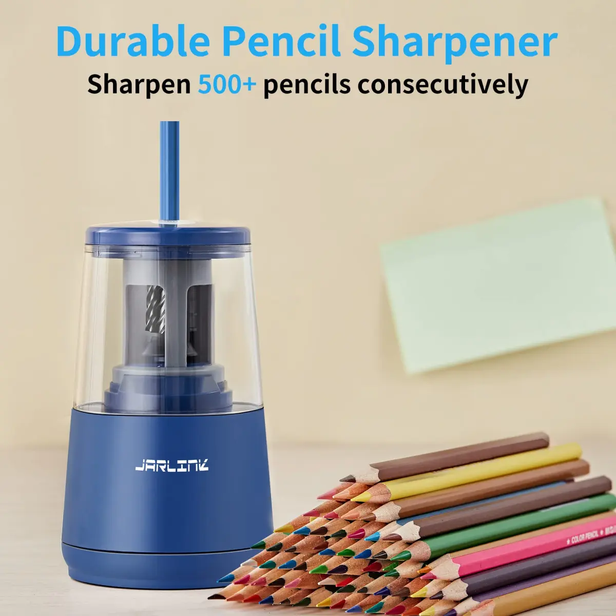 JARLINK Electric Pencil Sharpener, Heavy Duty Helical Blade, Auto Stop, Blue | 8.5cm x 8.6cm x 17.2cm (3.2" x 3.4" x 6.8") - view 6