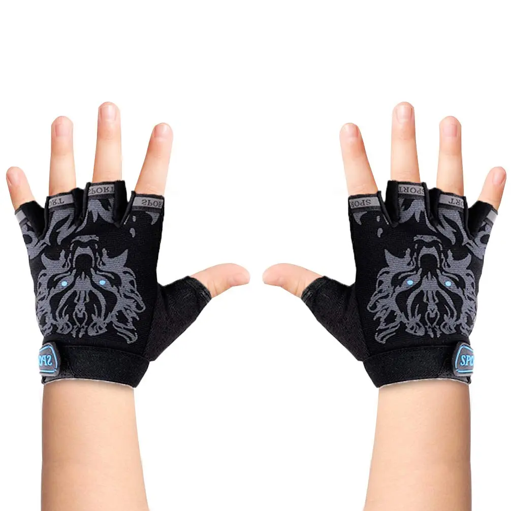 Luwint Kids Half Finger Gloves Black | Non-Slip Grip for Fishing, Cycling, Climbing (Medium) - main product image