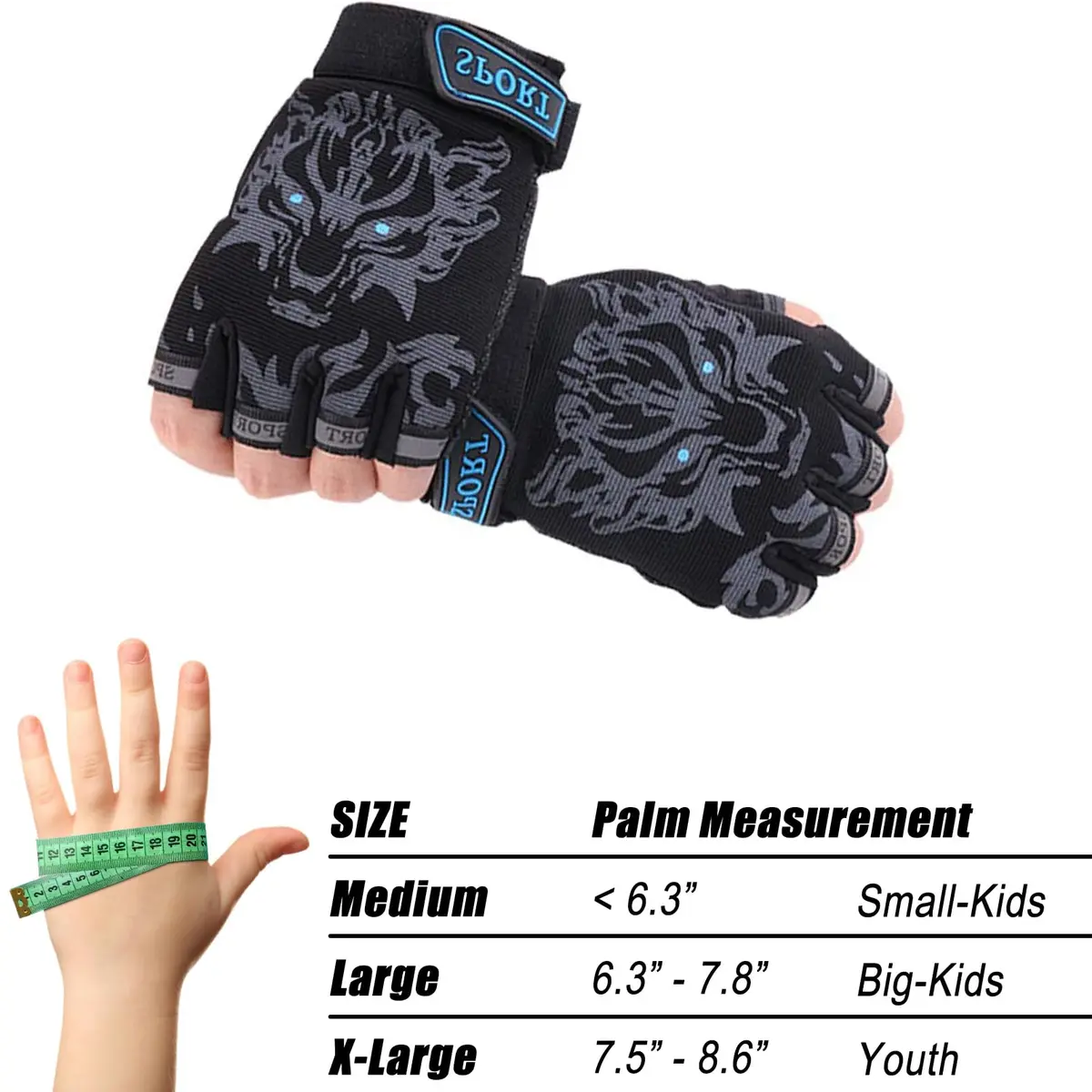 Luwint Kids Half Finger Gloves Black | Non-Slip Grip for Fishing, Cycling, Climbing (Medium) - view 6