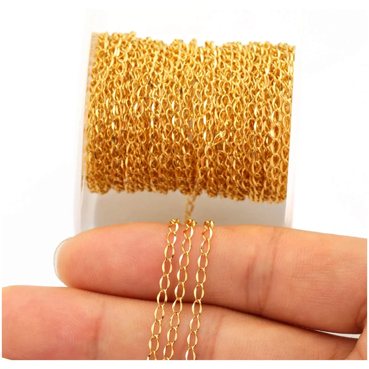 Tiparts 33FT 2mm Gold Stainless Steel Twisted Cable Chains for Jewelry Makings | Reflective, Lightweight, Durable - main product image