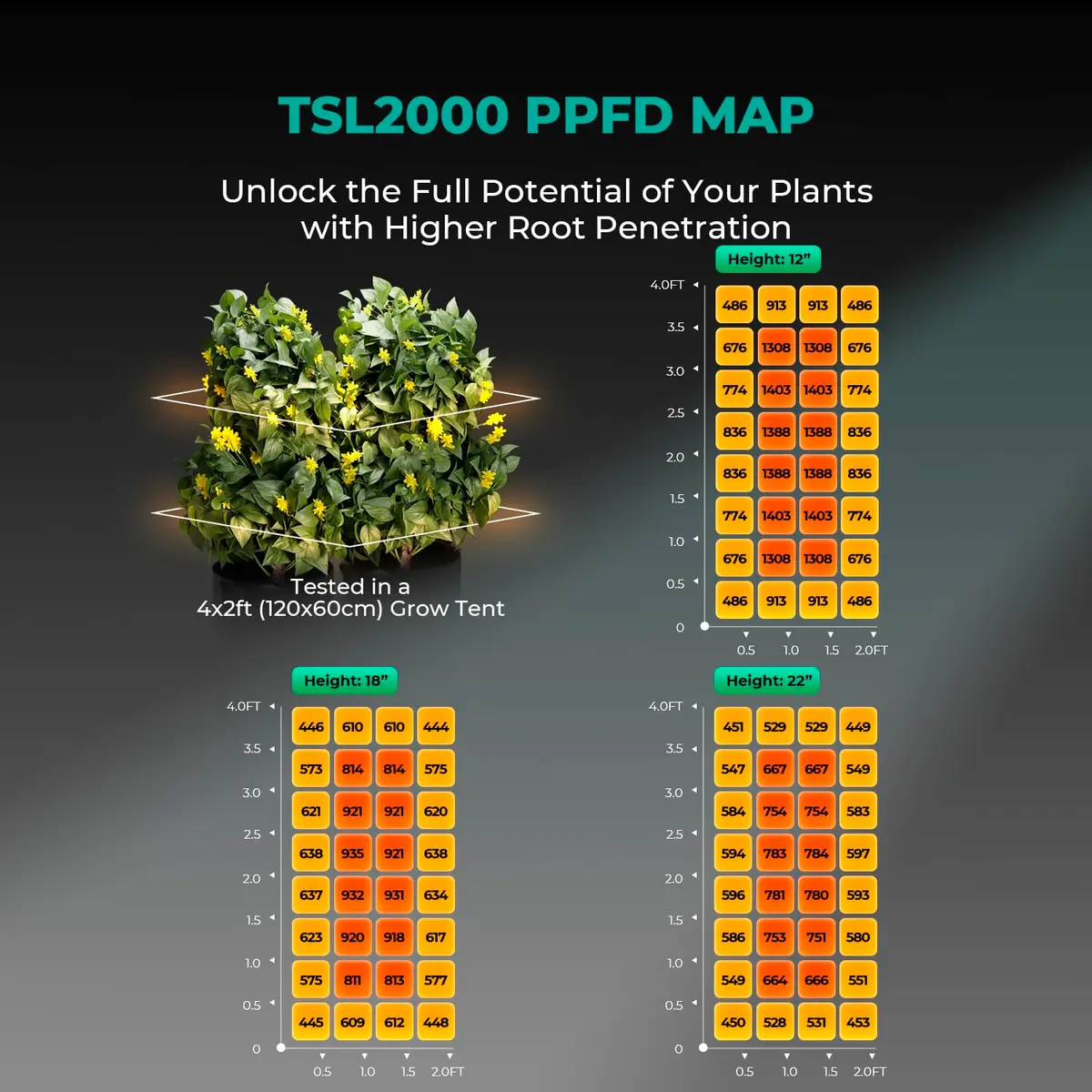 MARS HYDRO TSL2000 LED Grow Light 300W Full Spectrum 99.6cm (39.2") | Dimmable Daisy Chain for Indoor Plants - view 3