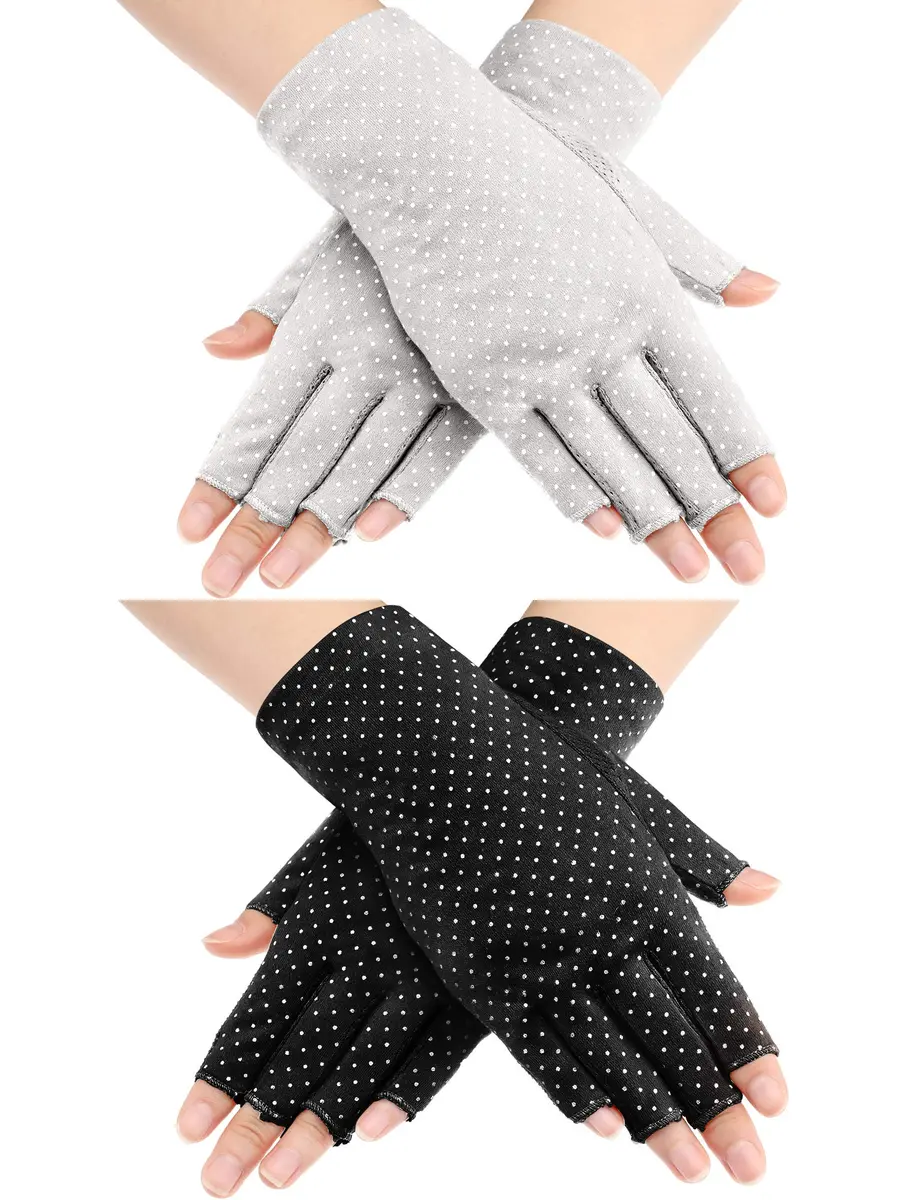 Maxdot Sun Gloves for Women UV Protection 2 Pairs Black and Gray | Breathable Cotton, Touch Screen Friendly, UV Block (70-120 chars) - main product image