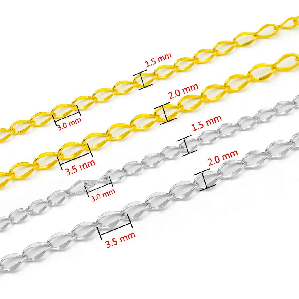 Tiparts 33FT 1.5mm Gold Stainless Steel Twisted Cable Chains for Jewelry Makings | Reflective, Lightweight, Durable - view 3