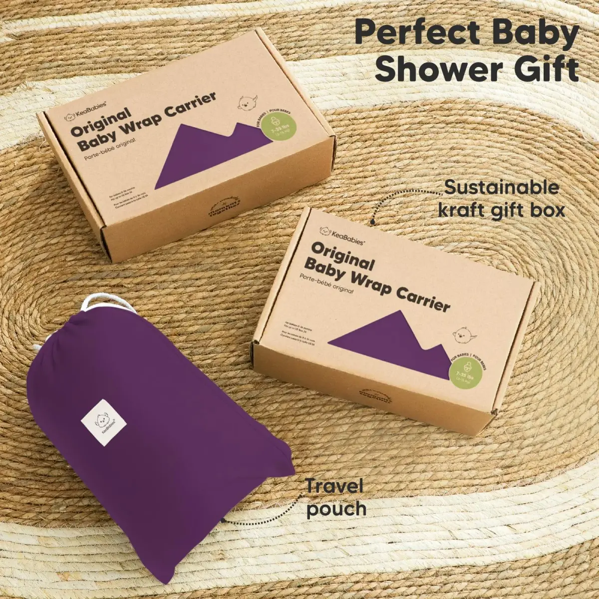 KeaBabies Original Baby Wrap Carrier Royal Purple | Ergonomic, IHDI Certified, Breathable Fabric for Newborns to Toddlers - view 9