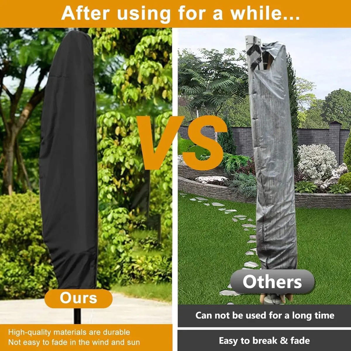 OKPOW Cantilever Patio Umbrella Cover Fits 12-14 FT Offset Umbrellas | Waterproof 420D Oxford Fabric with Zipper and Drawstring - view 3