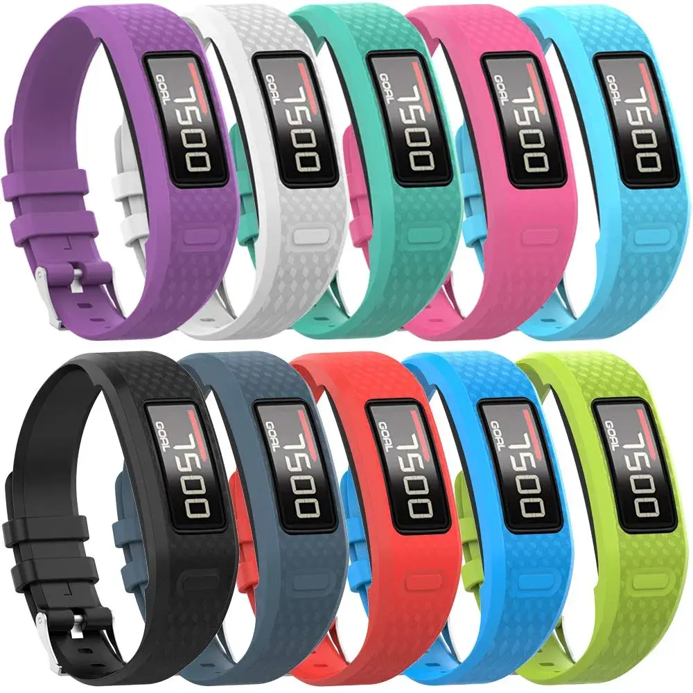 QGHXO 10PCS Replacement Bands for Garmin Vivofit 1/2 Activity Tracker - Small Size, Black Silicone - main product image