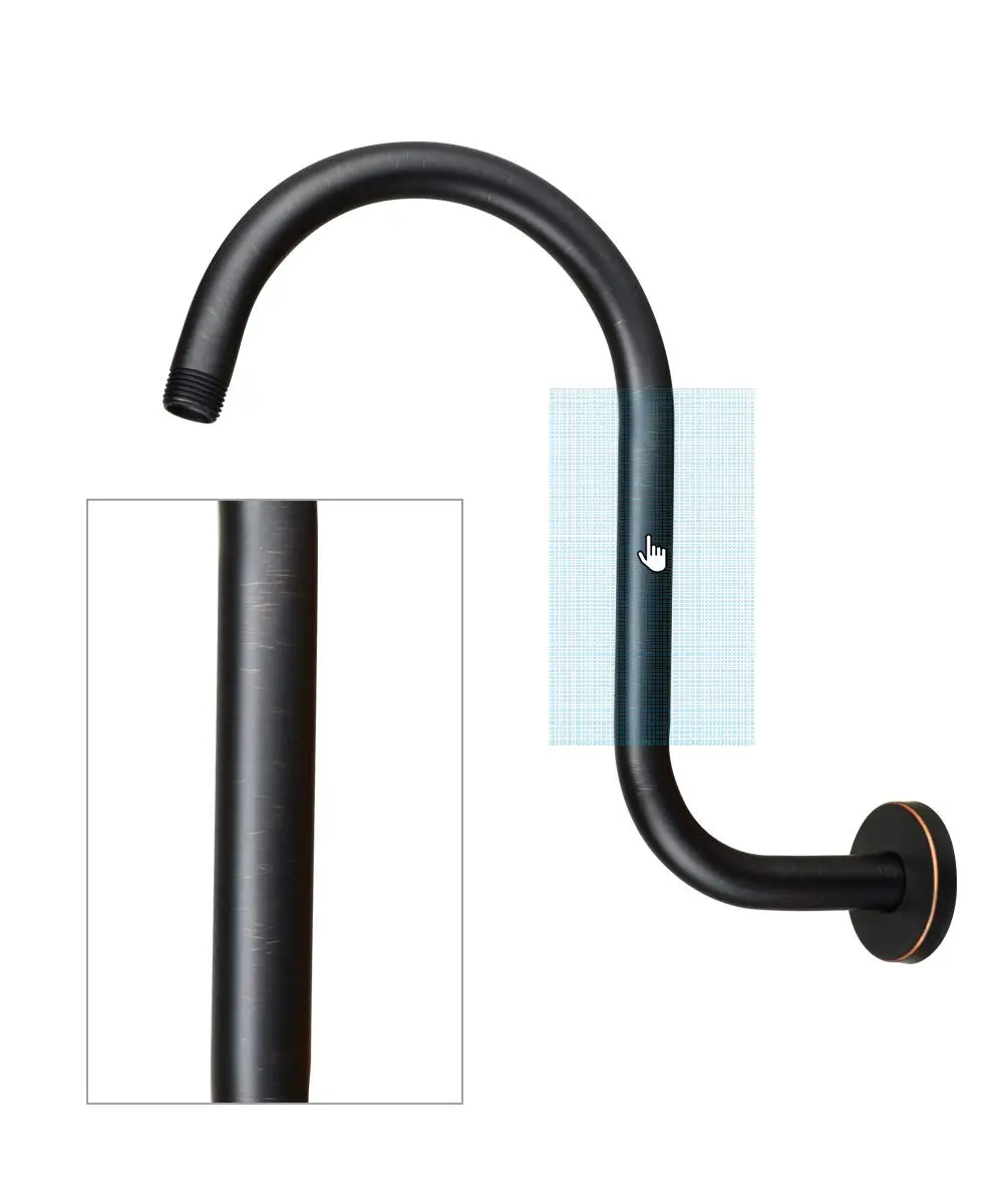 Purelux Goose Neck Shower Arm Made of Stainless Steel, Oil Rubbed Bronze | Elegant 12-inch Extension for Standard US Plumbing - view 3