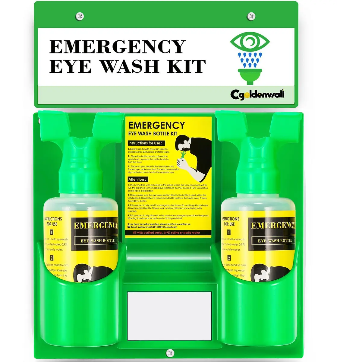 CGOLDENWALL Emergency Eye Wash Station Portable Eyewash Kit, OSHA Approved, 16.9oz Bottles, First Aid - main product image