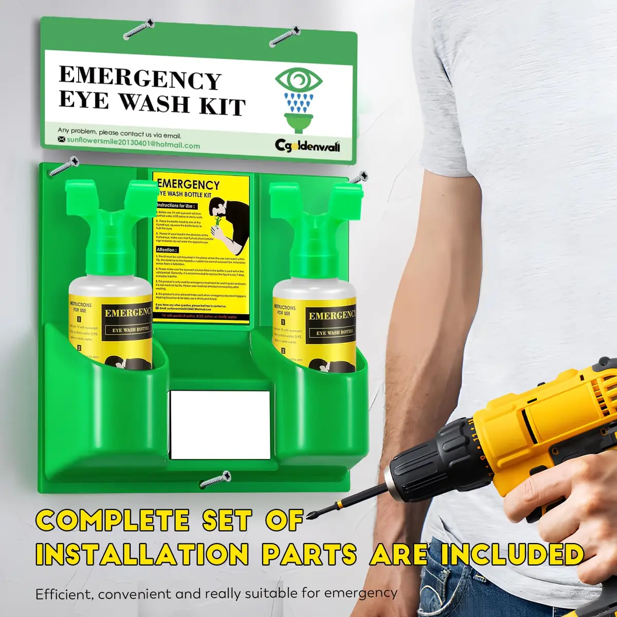 CGOLDENWALL Emergency Eye Wash Station Portable Eyewash Kit, OSHA Approved, 16.9oz Bottles, First Aid - view 6