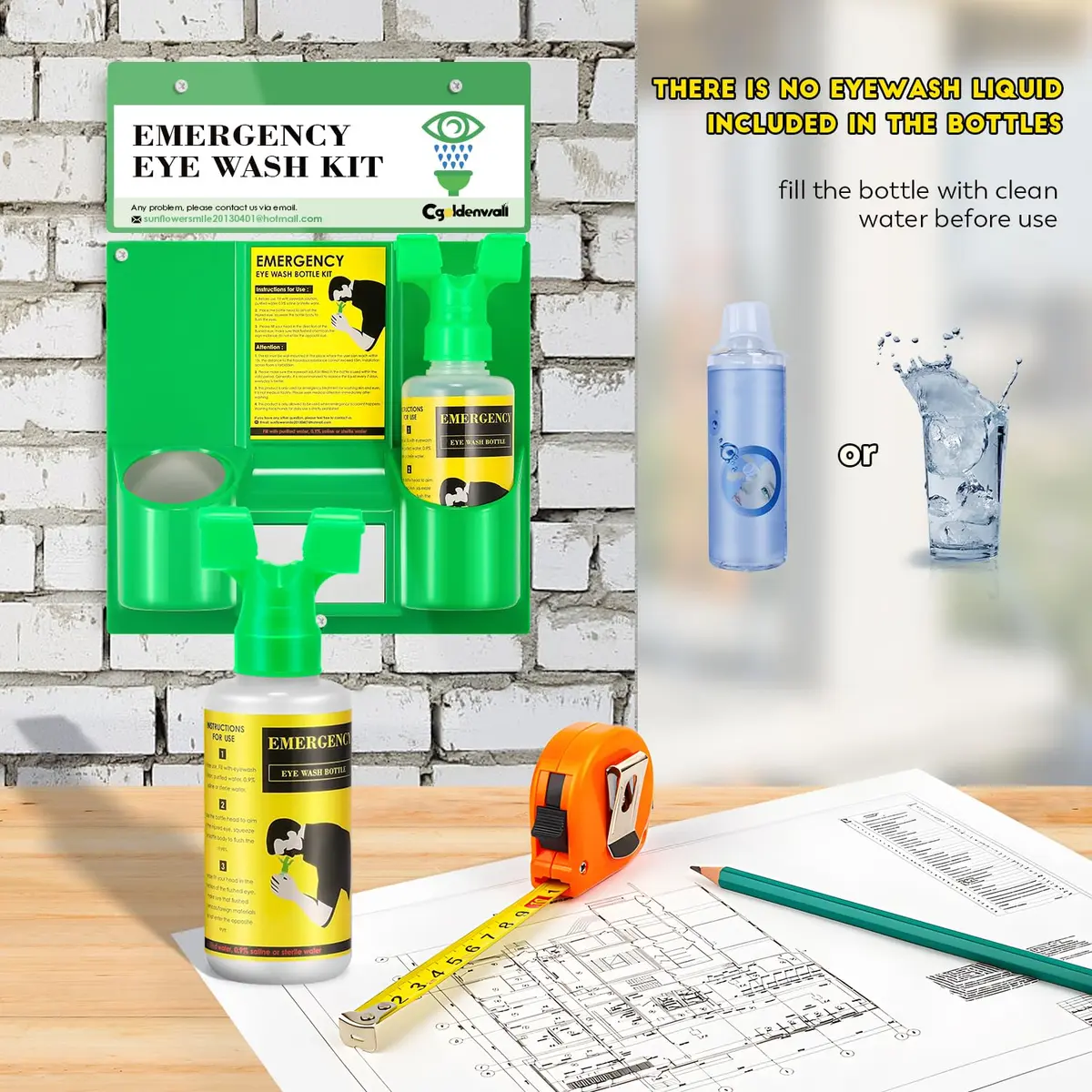 CGOLDENWALL Emergency Eye Wash Station Portable Eyewash Kit, OSHA Approved, 16.9oz Bottles, First Aid - view 7