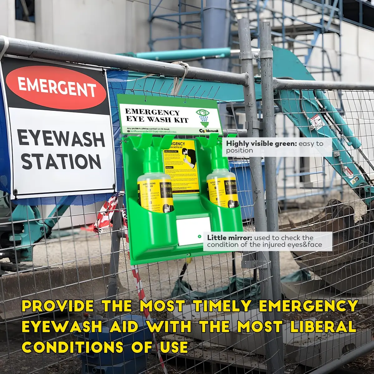 CGOLDENWALL Emergency Eye Wash Station Portable Eyewash Kit, OSHA Approved, 16.9oz Bottles, First Aid - view 2