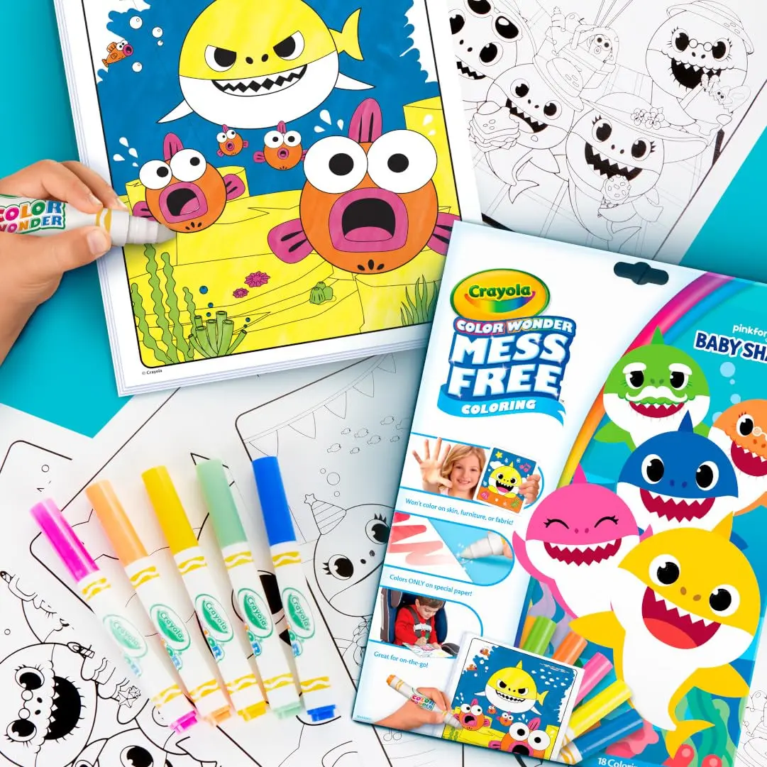 Crayola Baby Shark Color Wonder Mess Free Coloring Pages & Markers | 18 Pages & 5 Markers - view 6