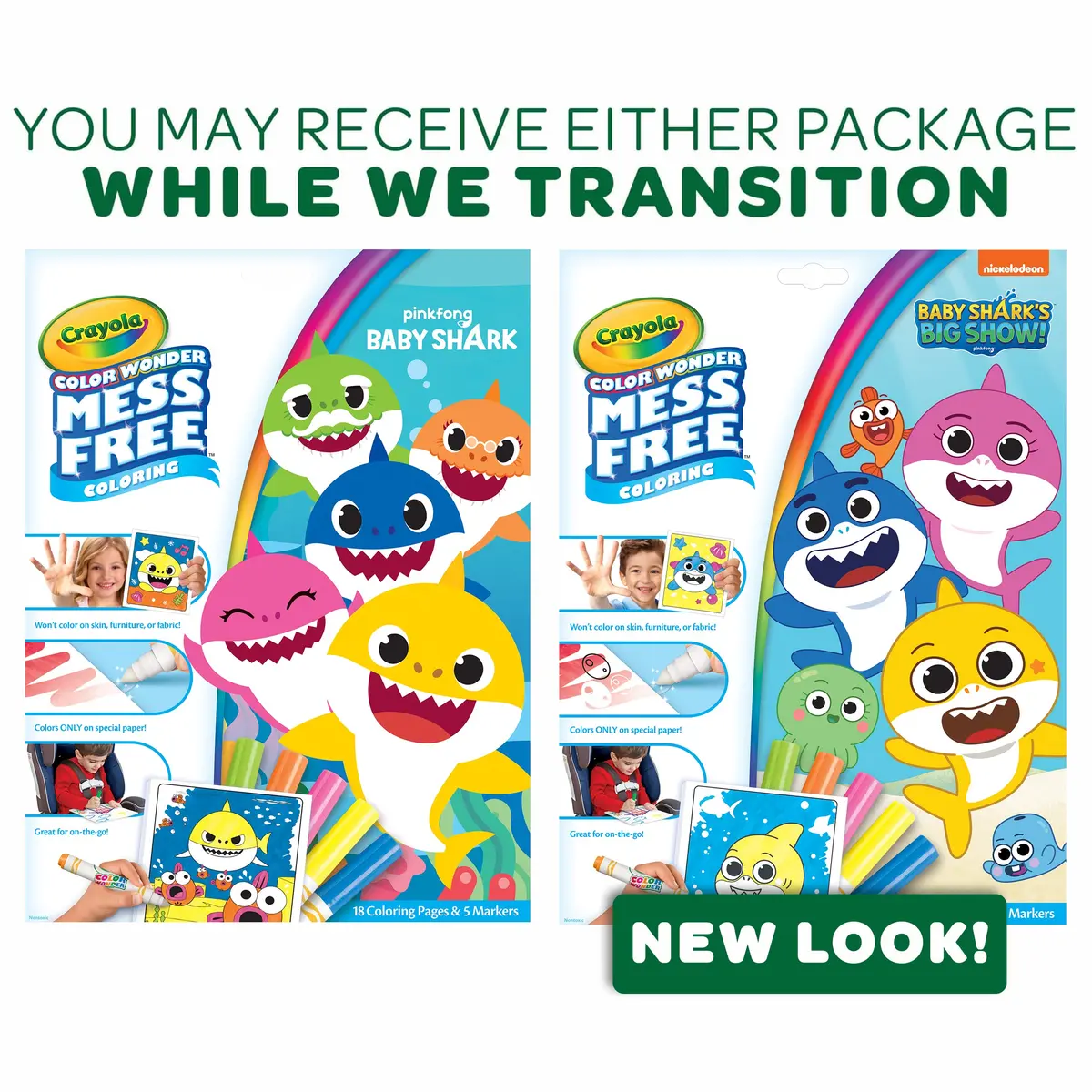 Crayola Baby Shark Color Wonder Mess Free Coloring Pages & Markers | 18 Pages & 5 Markers - view 3