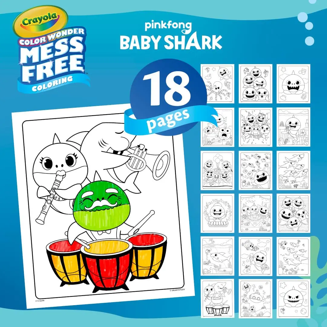Crayola Baby Shark Color Wonder Mess Free Coloring Pages & Markers | 18 Pages & 5 Markers - view 4