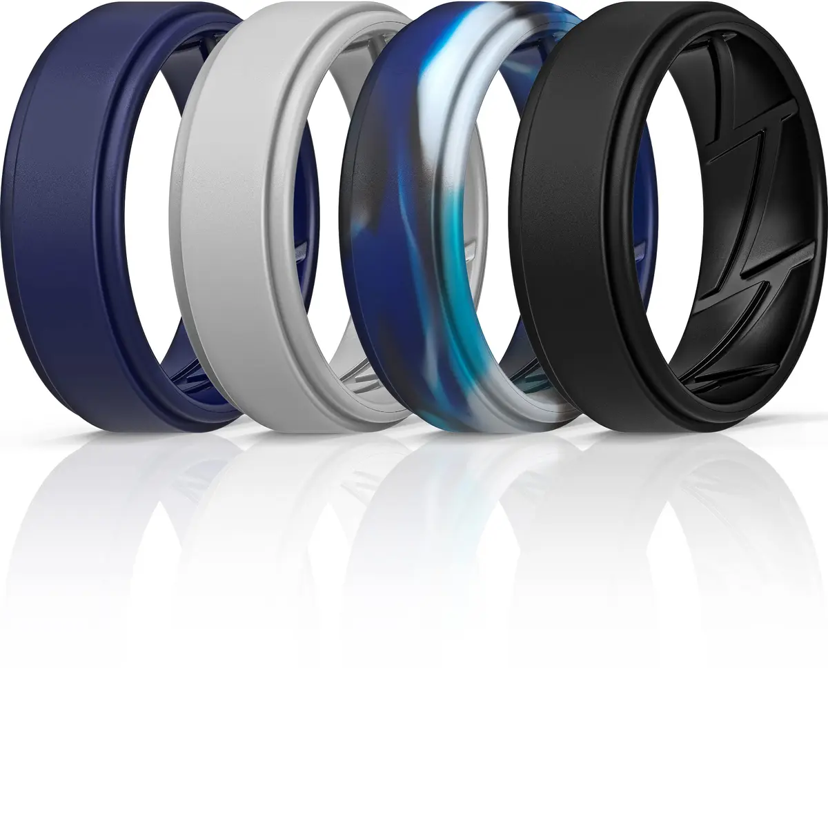 ThunderFit Silicone Wedding Rings for Men, Breathable Airflow Inner Grooves | Safe, Flexible, Hypoallergenic - main product image