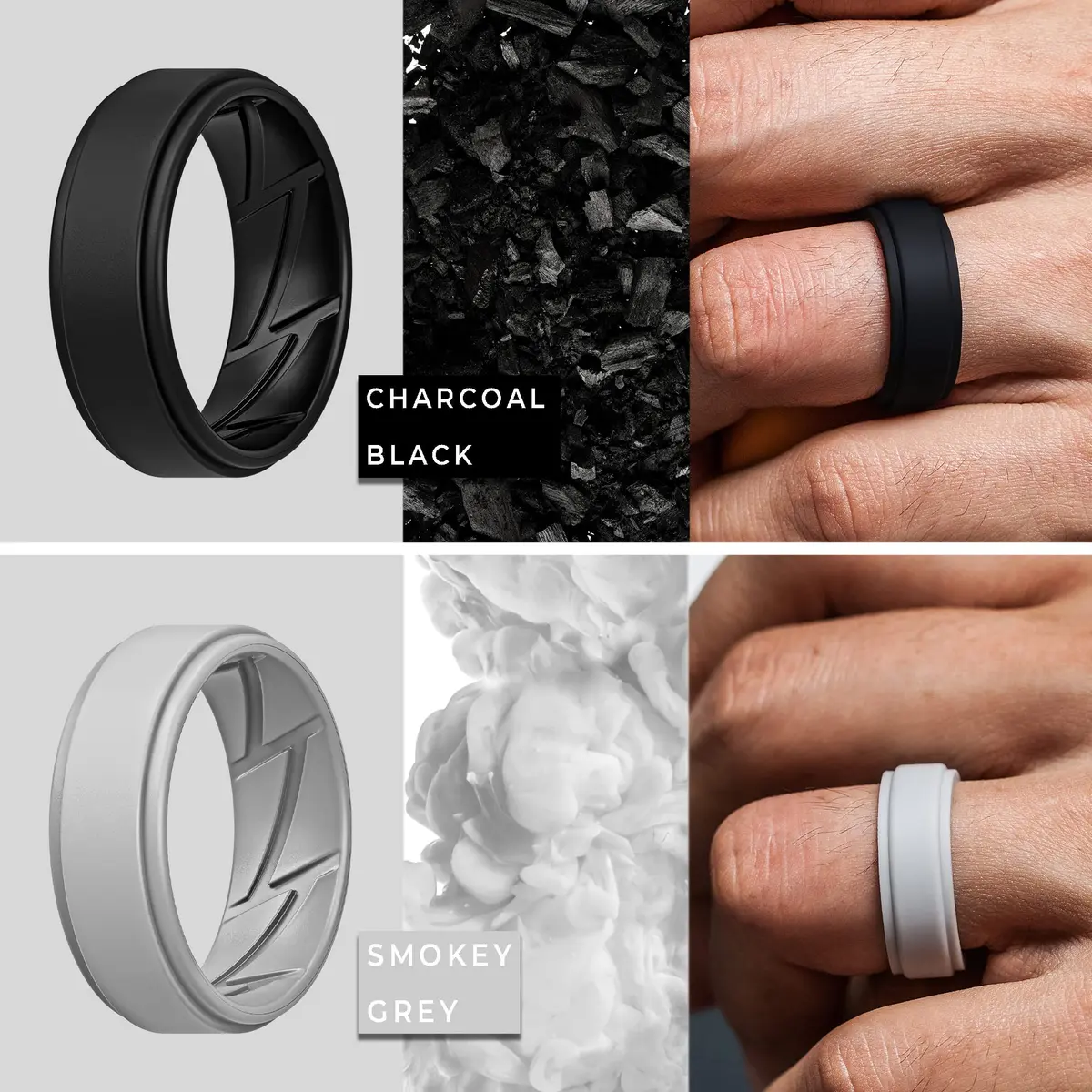 ThunderFit Silicone Wedding Rings for Men, Breathable Airflow Inner Grooves | Safe, Flexible, Hypoallergenic - view 3