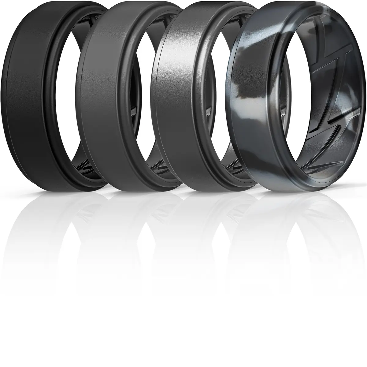 ThunderFit Silicone Wedding Rings for Men, Breathable Airflow Inner Grooves | Safe, Flexible & Durable (70-120 chars) - main product image