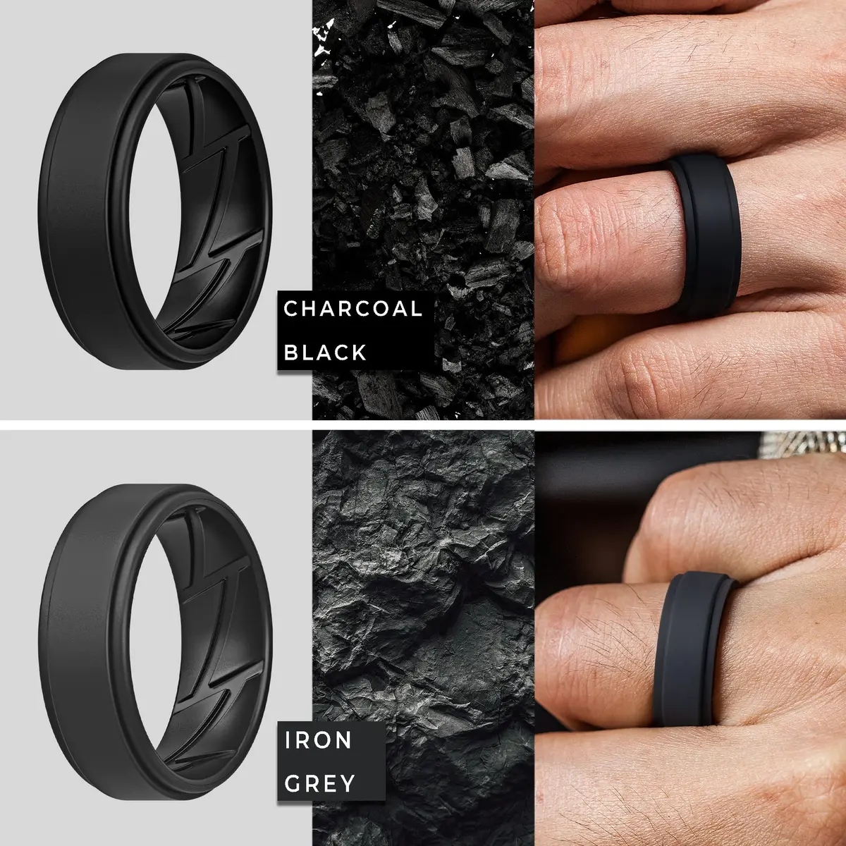 ThunderFit Silicone Wedding Rings for Men, Breathable Airflow Inner Grooves | Safe, Flexible & Durable (70-120 chars) - view 3