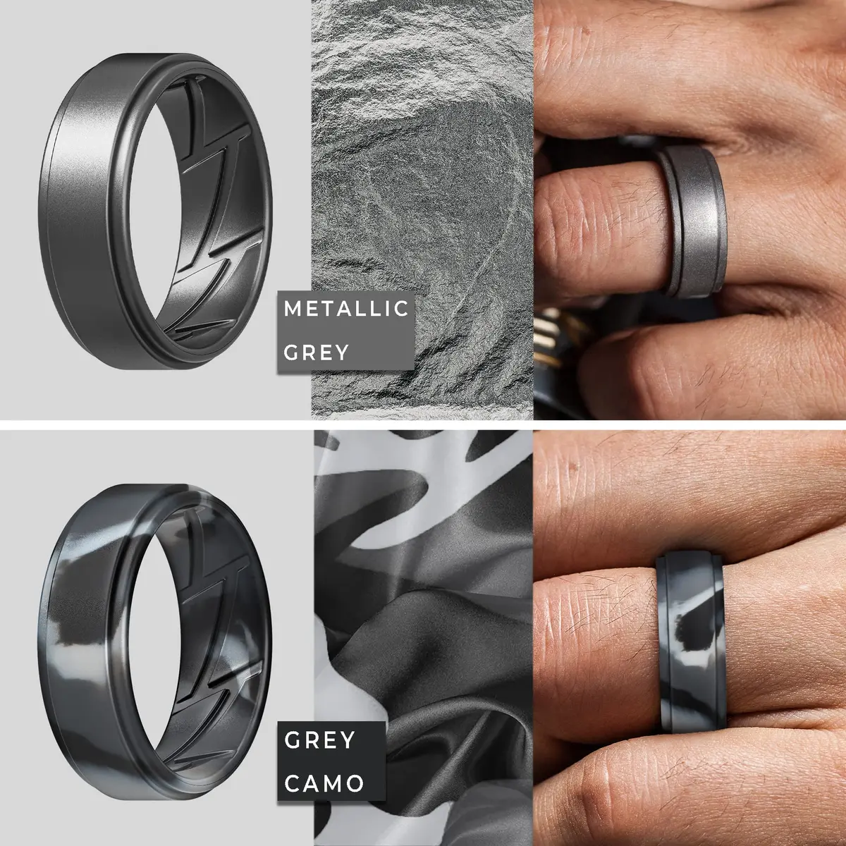 ThunderFit Silicone Wedding Rings for Men, Breathable Airflow Inner Grooves | Safe, Flexible & Durable (70-120 chars) - view 4