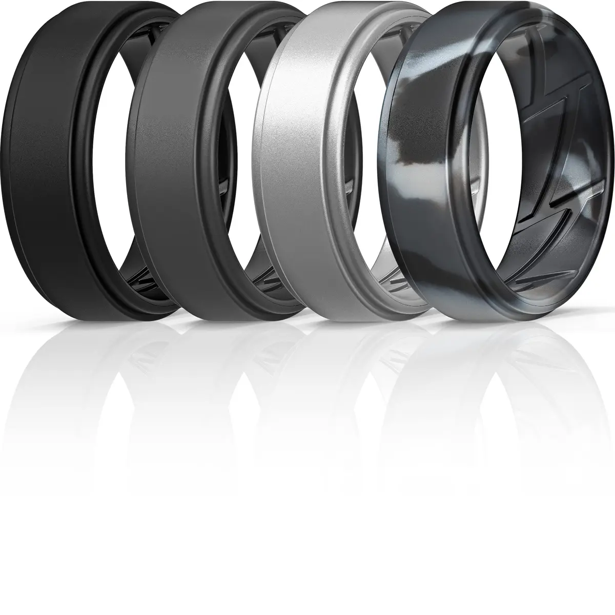 ThunderFit Silicone Wedding Rings for Men, Breathable Airflow Inner Grooves | Safe, Flexible, Hypoallergenic - main product image