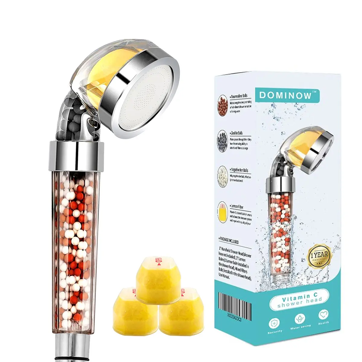 Dominow Vitamin C Shower Head with Handheld, High Pressure Shower Head with Filter, 2.5 GPM (9.5 L/min) | Removes Chlorine & Softens Water - main product image