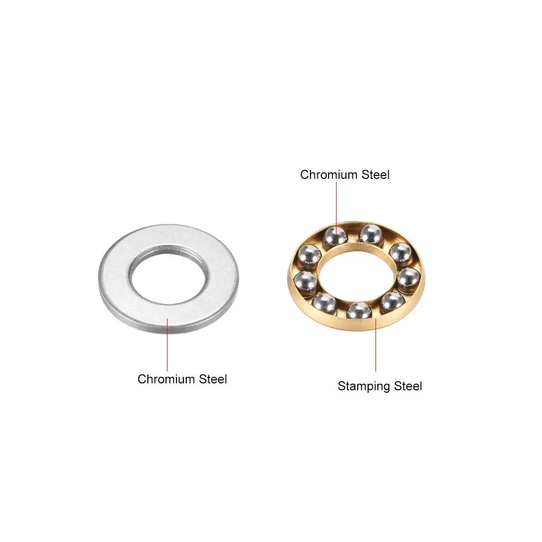 uxcell F8-16M Thrust Ball Bearings 8mm x 16mm x 5mm Chrome Steel Single Direction (2-Pack) - view 2